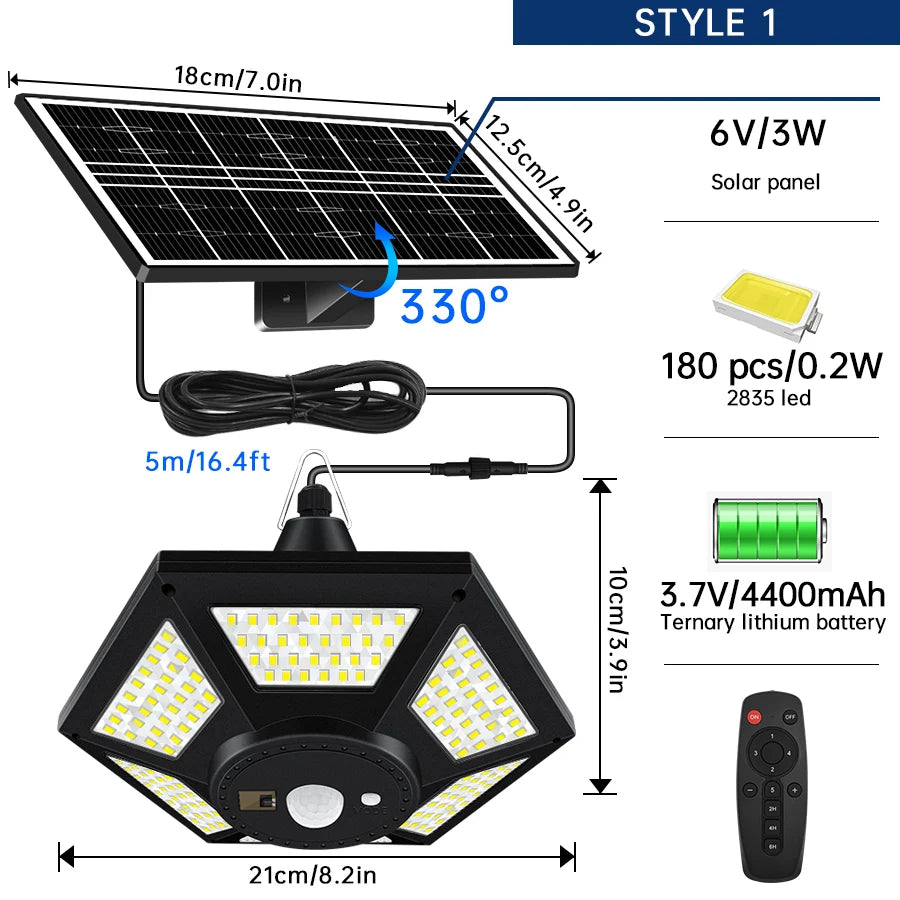 lampe solaire suspendue modes télécommande ip65 led noire moderne panneau solaire batterie lithium