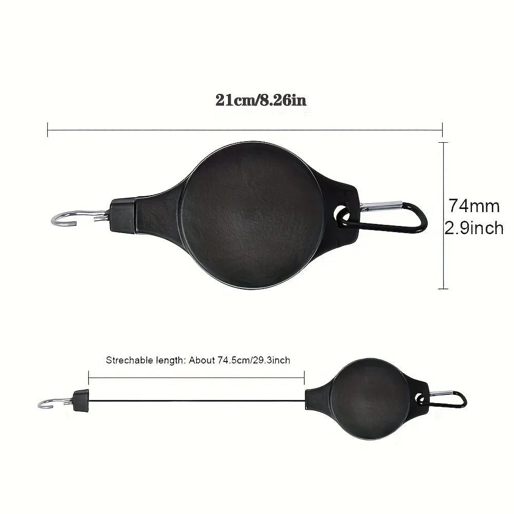 suspension plante rétractable carabiners noir argenté système support plante macramé cloison fonctionnel utilitaire