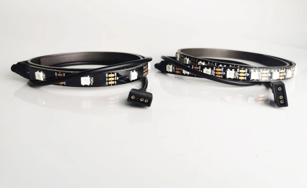 ruban led flexible magnétique noir multicolore 15leds 30leds ip20 ip65 ws2812b adressee