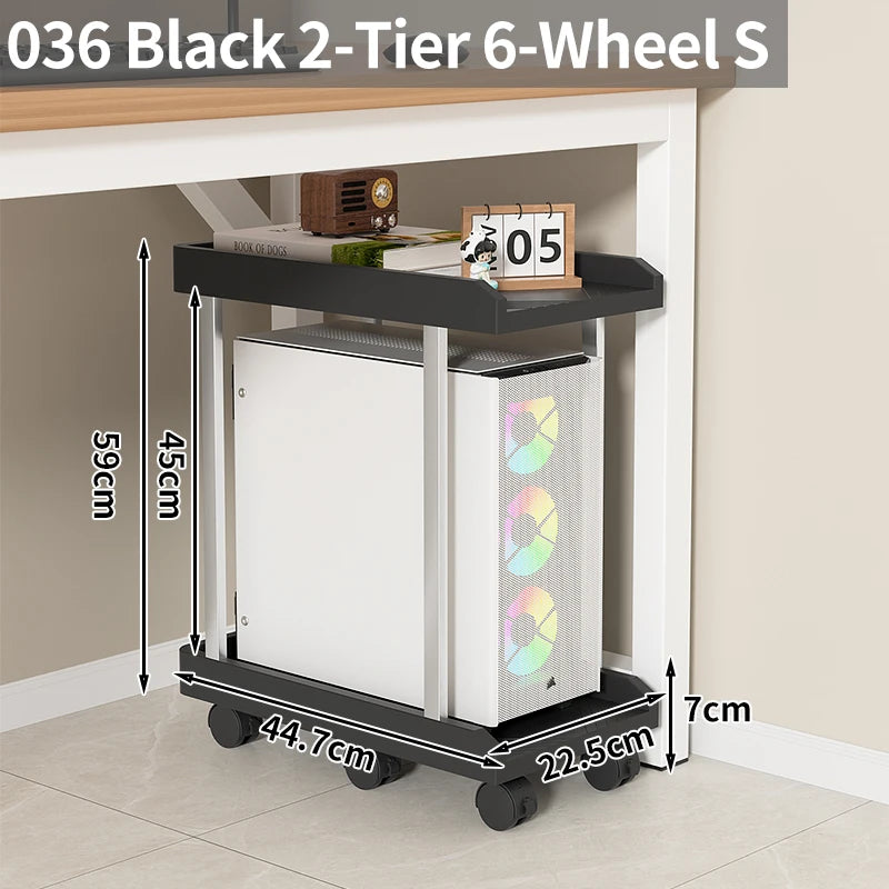 chariot mobile multifonctionnel roulettes blanc noir moderne organiser stockage tablettes cables charge