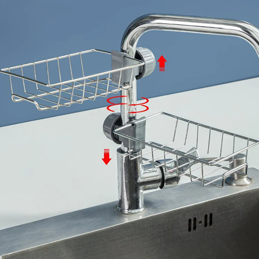 support vaisselle acier inoxydable moderne grille clips argenteé brosse gant éponge