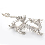 statuette dragon argenté détails complexes motifs floraux traditionnel asiatique décoration intérieure accessoire maison figurine