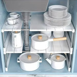 étagère cuisine pliable blanc gris moderne clips plastique métal extensible 54 75cm