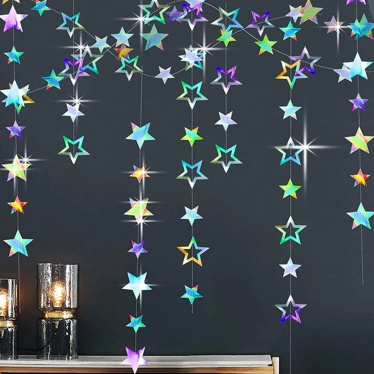 guirlande étoiles multicolores décorative festives anniversaire mariage diplômes enfants nouveauannée