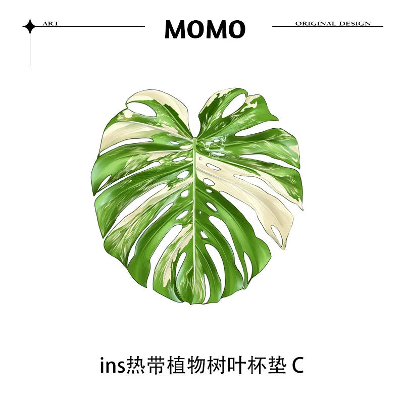 coasters feuilles tropicales vert blanc rose moderne respectueux environnement set 4pcs 5pcs