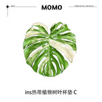 coasters feuilles tropicales vert blanc rose moderne respectueux environnement set 4pcs 5pcs