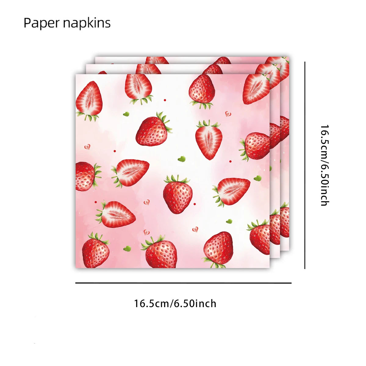 serviettes jetables fraises rouge vert fond rose anniversaire enfant mariage festives