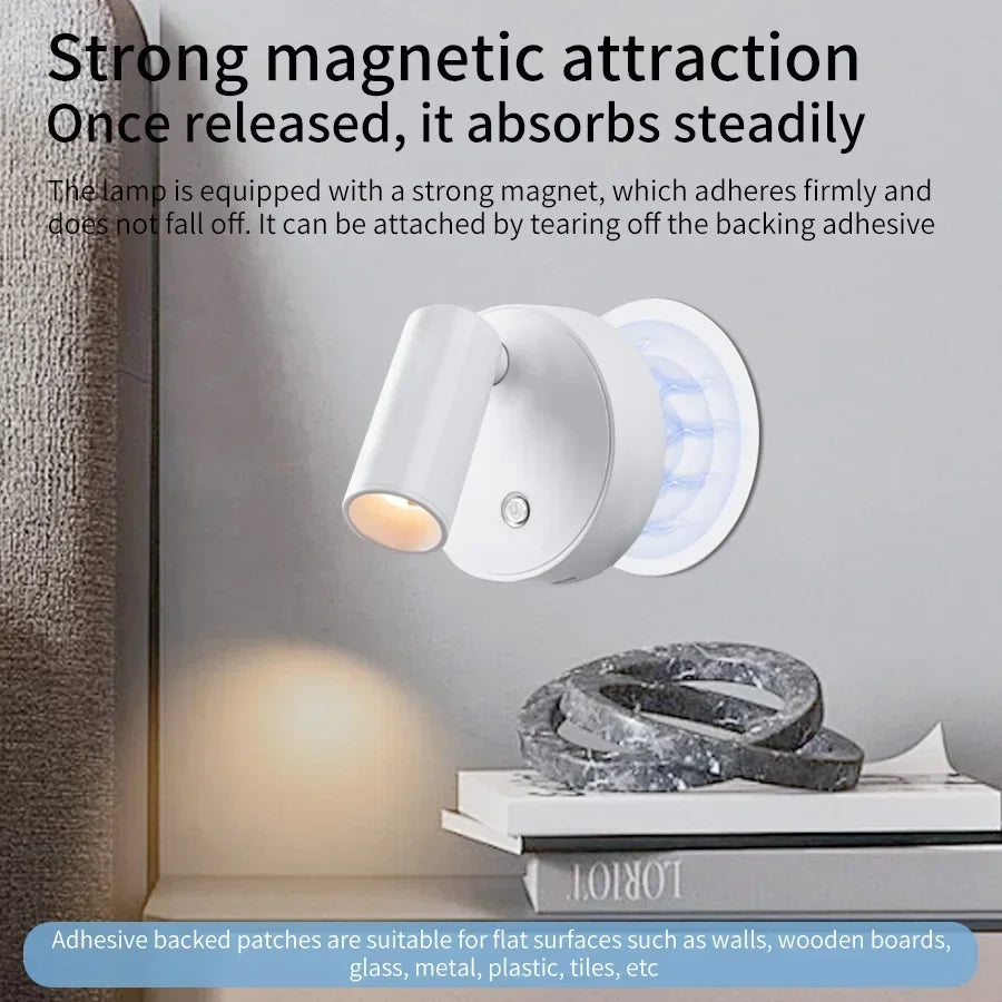 lampe murale rechargeable moderne blanc noir interrupteur tactile led 5v batterie abs