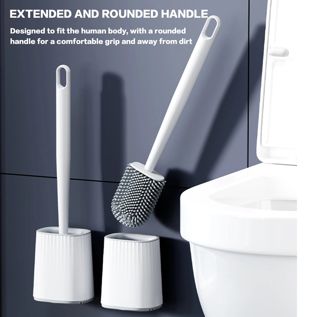 brosse wc moderne adhésif noir blanche poils durables plastique minimaliste