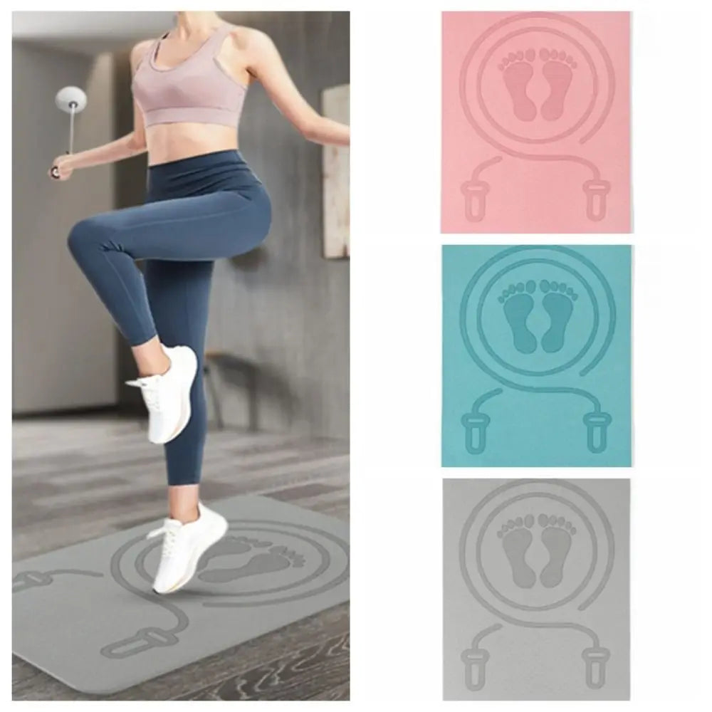 tapis sport yoga tpe antidérapant motif pieds corde sauter moderne rose bleu gris