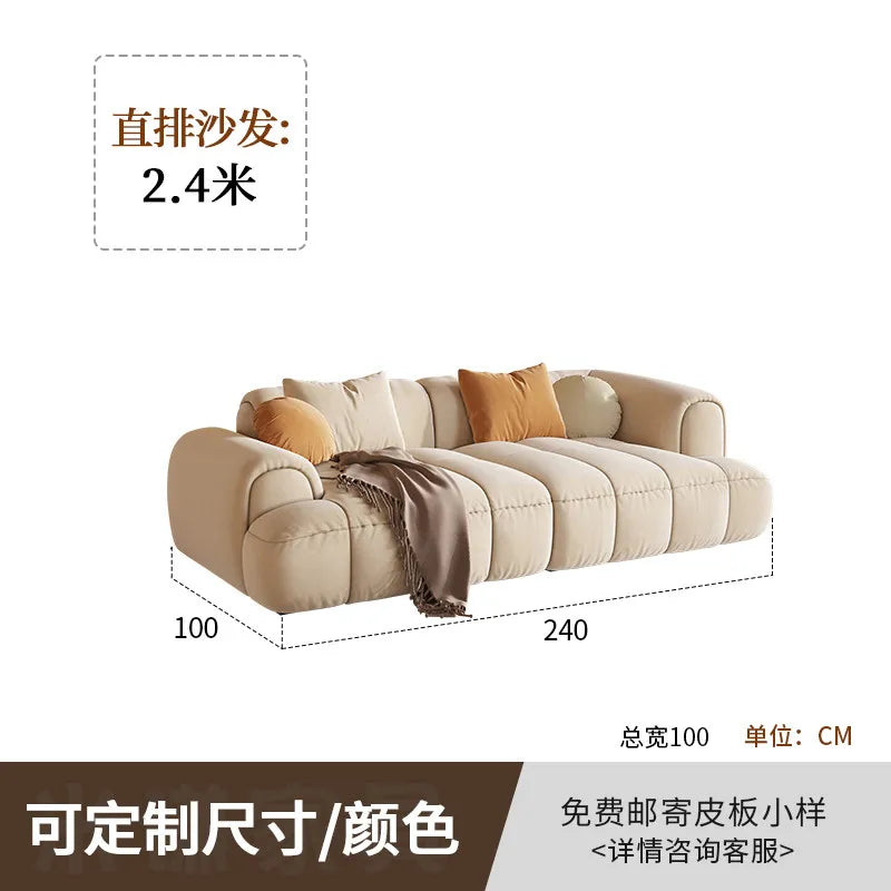 canapé moderne marron clair velours forme 300cm salon bois minimaliste coussins cœur