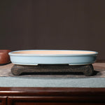 bassin bonsaï porcelaine blanc vert classique glazed desktop flower plant chinese ceramic