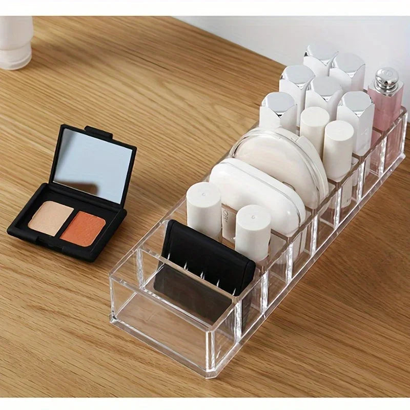 organisateur transparent maquillage poudre rouge lèvres baume cosmétique palette miroir flacons rangement utilitaire blanc