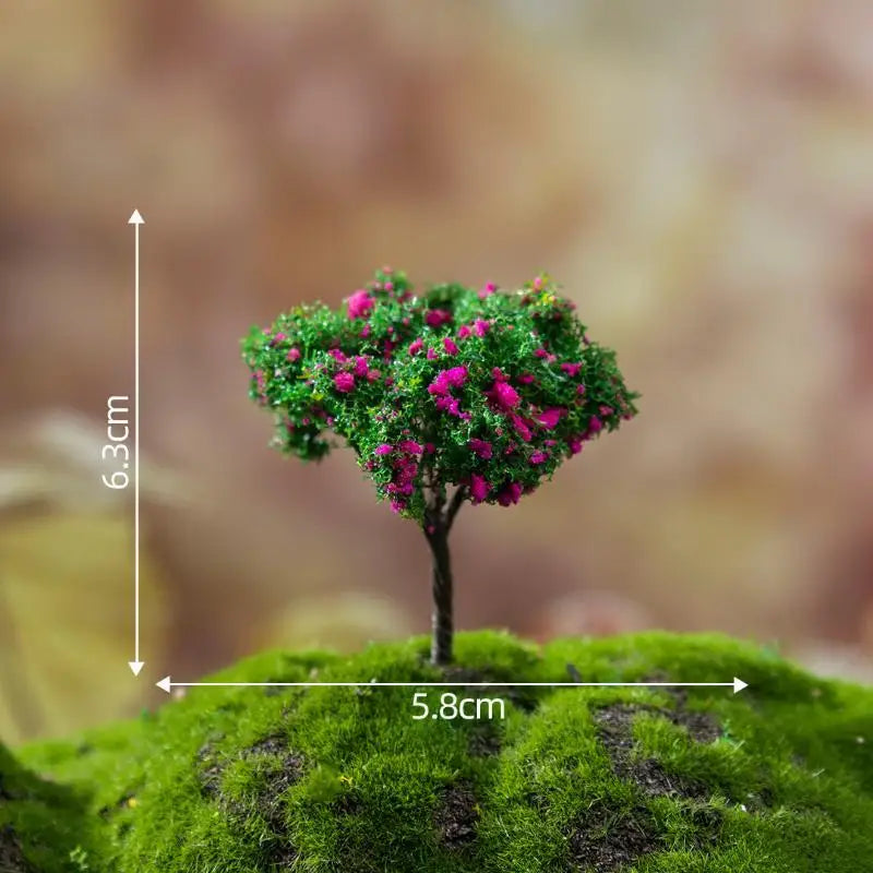 miniatures arbres fleurs artificielles vert rose jaunes décoratives jardin féerique