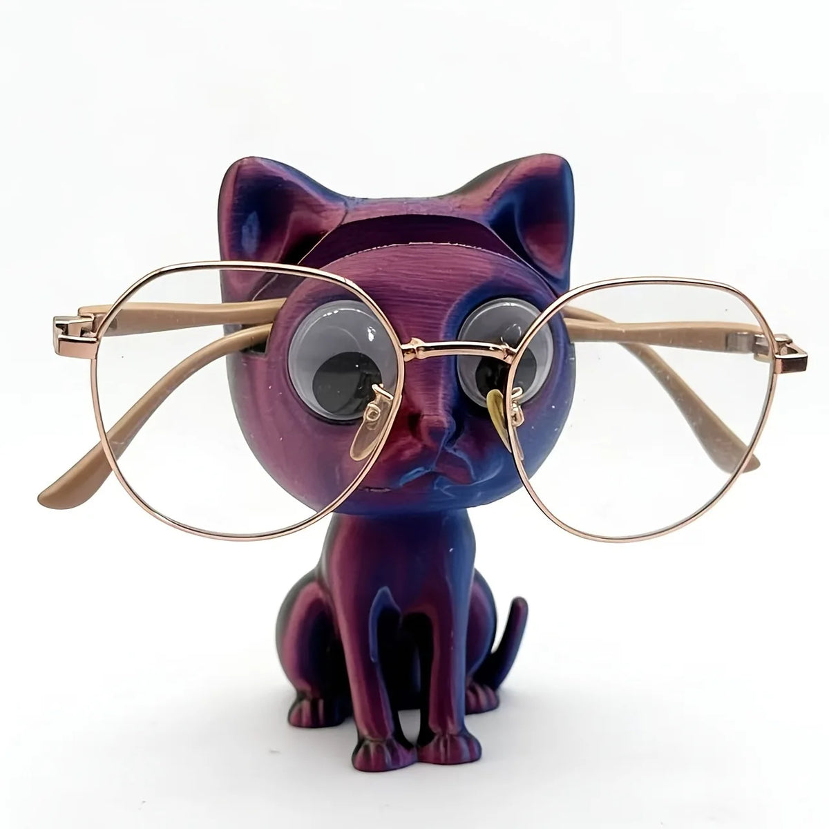 statue chat noir moderne décoration texture lisse opacité 8cm lunettes