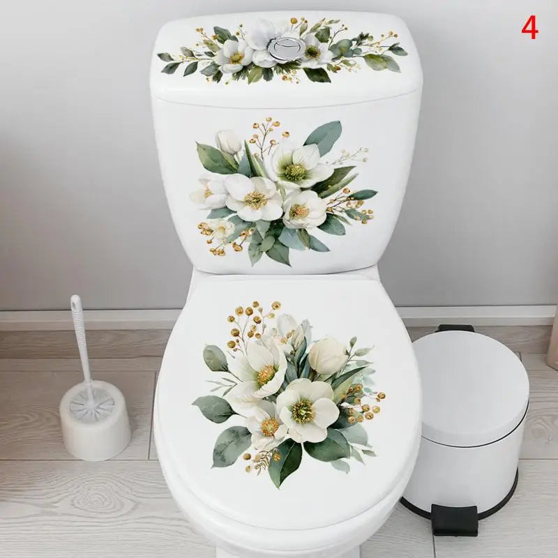 cache wc adhésif floral fleurs papillons blanc vert bleu rose violet mignon 30cmx59cm
