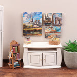 tableaux impressionnistes miniature peinture bleu blanc rouge paysages urbains cadres accessoires maison poupée