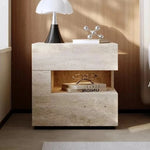 table nuit moderne minimaliste bois pierre naturelle lampes ledintérieur visible