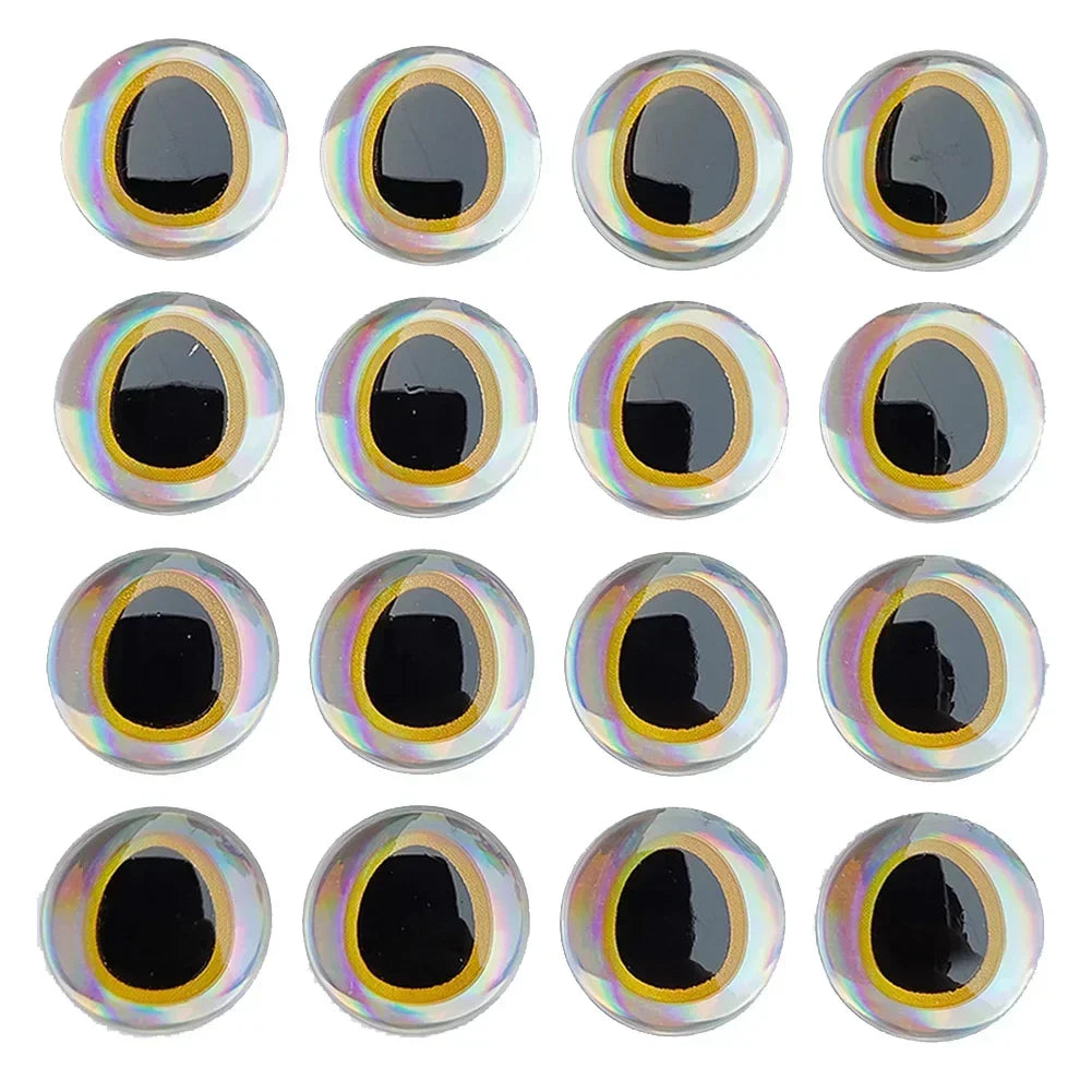 yeux artificiels pêche or rouge argent stylisés adhésifs kit 6mm 8mm 10mm 12mm réaliste