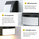 lampes murales led noir blanc géométrique ip66 moderne détecteur mouvement piro étanche
