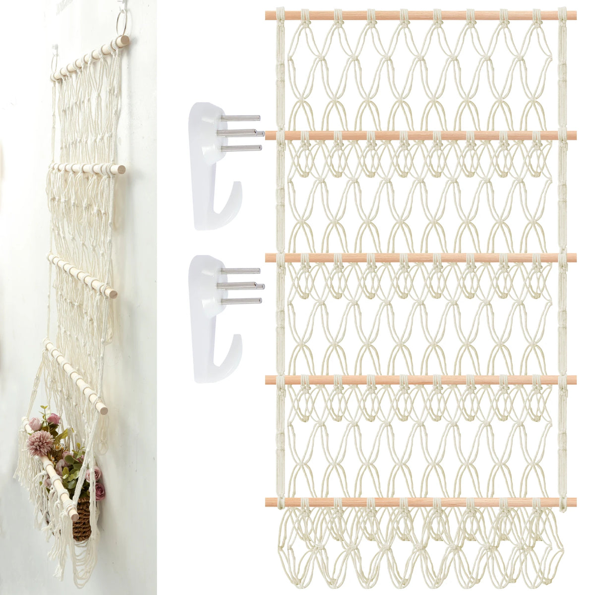 sac rangement jouets blanc fileté moderne clips suspendu chambre playrooméconomise espace