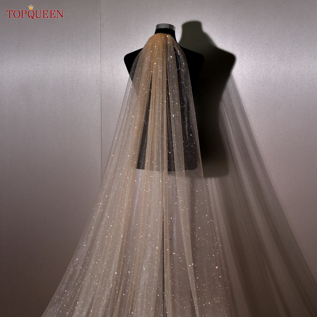 voile mariée beige clair pailleté cathédrale classique cérémonie mariage adulte femme