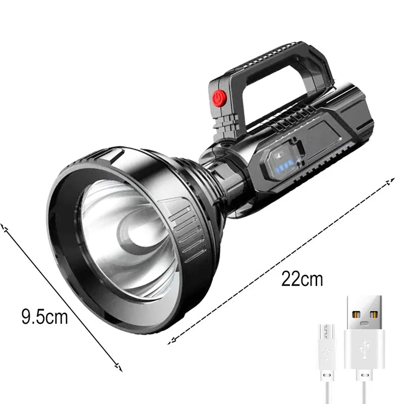 torche rechargeable led noire camping pêche hikking durable étanche moderne