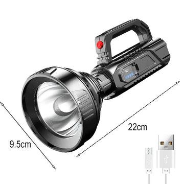 torche rechargeable led noire camping pêche hikking durable étanche moderne