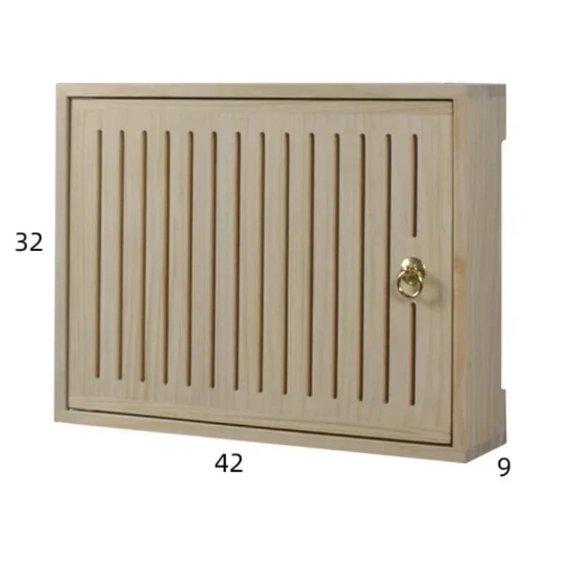 boite rangement murale routeur wifi bois poignée dorée grille
