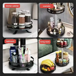 rangement tournant étagère métal noir argenté pots épices bouteilles cosmétiques moderne utilitaire