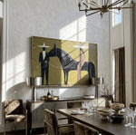 tableau abstrait moderne toile minimaliste noir beige rose pâle sans cadre impression toile rectangle