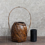panier rotin tressé main vase bambou décoration fleurs rustique artisanal maison