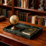 plateau marbre ver fonce moderne rangement bijoux maquillage parfum savon livre stylo globe