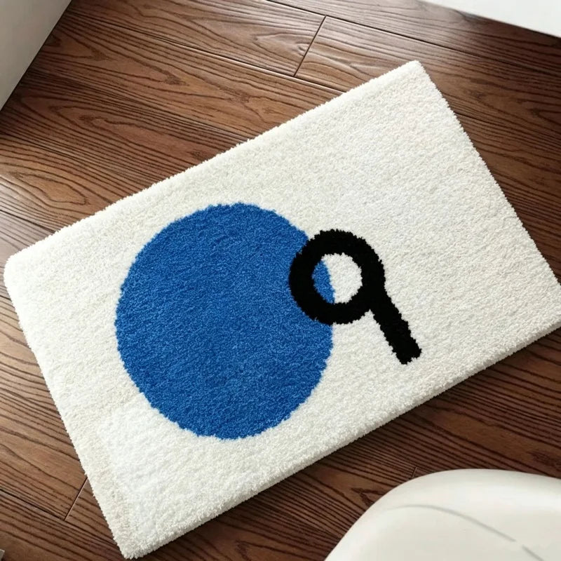 tapis moderne rectangle couleurs vives cercles cerises texte living room bedroom