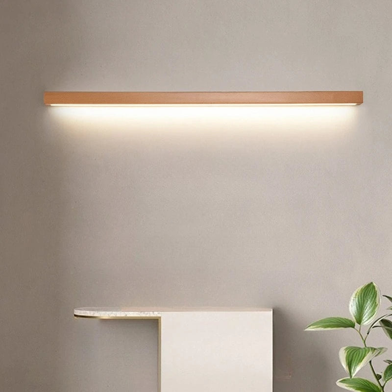 lampe led moderne bois naturel clair éclairage chambre salon entrée fixée mur appliques murales