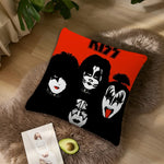 coussin carré motif kiss polyester pop rock noir imprimé dobbys décoratif 40x40cm 45x45cm 50x50cm