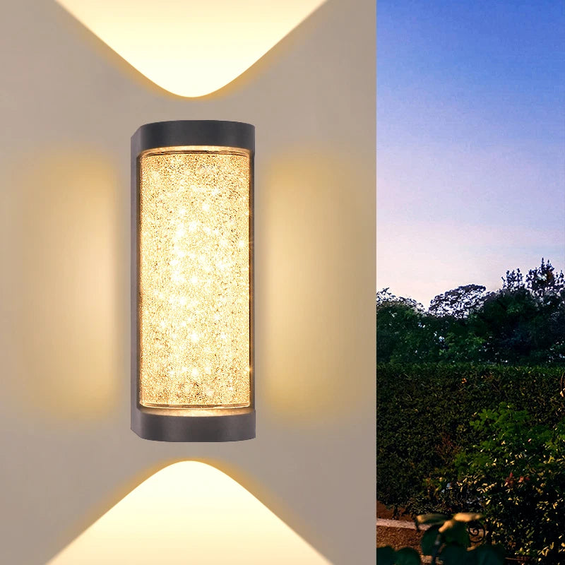 applique murale moderne gris métallisé translucide ip65 led 6500k 3000k extérieur résistante água