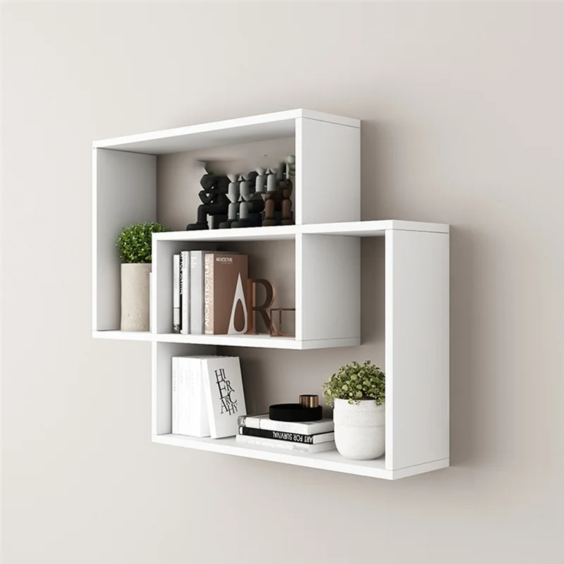 étagère murale modulaire blanc noir moderne fixations invisibles décorative livres objets tridimensionnelle contemporain