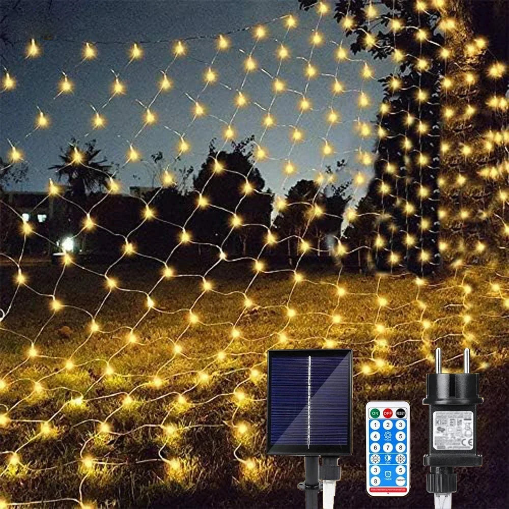 filet lumineux solaire extérieur décoration jardin mariage guirlande led blanc multicolore rideau lumière