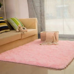 tapis peluche épais moderne salon chambre lit décoration maison doux gris blanc rose marron