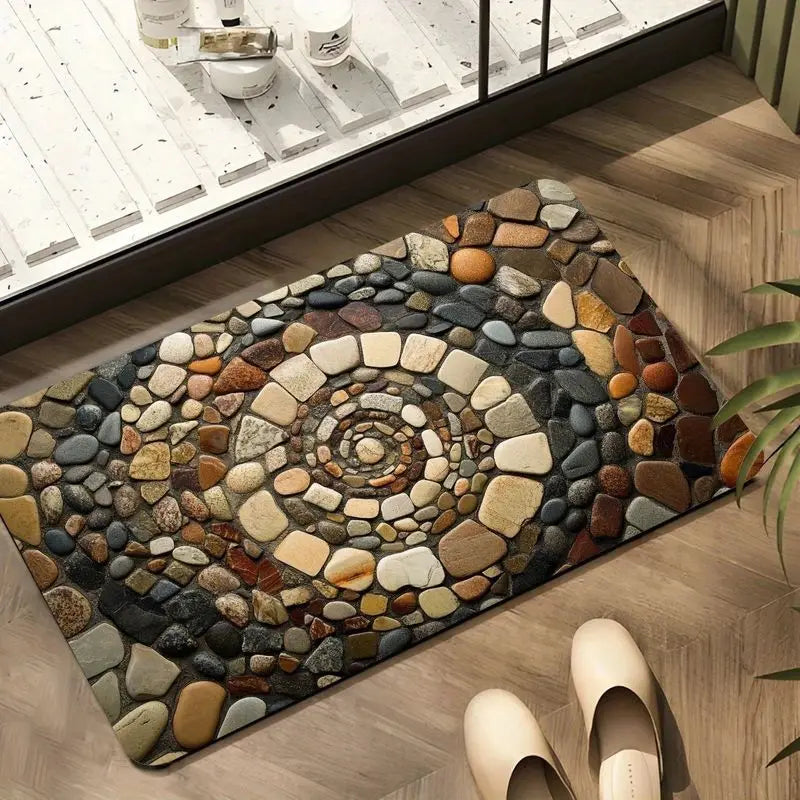 tapis bain antidérapant doux motif roches naturelles moderne douche chambre salon intérieur