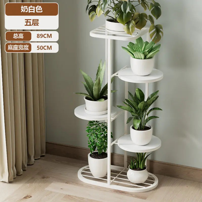 étagère métal multi niveaux plantes moderne extérieur intérieur or noir blanc