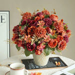 bouquet fleurs artificielles rose orange violet rouge blanc décoration intérieure vase floral champêtre