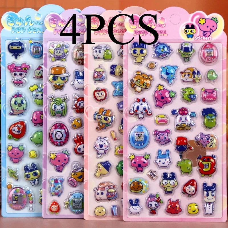 sticker anime rose bleu jaune gris adhésif cartoon mignon décoration téléphone portable jouet cadeau