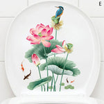 cache wc blanc fleurs colorées adhésif auto collant imperméable décoration salle bain hygiène