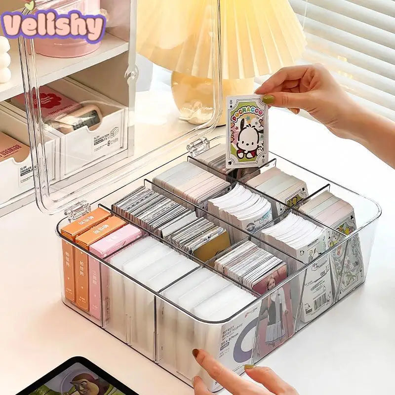 boîte rangement cartes transparente moderne poignée kpop photos organisation pratique