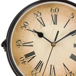 horloge murale classique vintage marron foncé cadran beige chiffres romains double sangle métallique