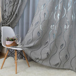 rideau jacquard gris moderne motif vagues polyester opacité inclusion bureauhôtelmaisoncafé