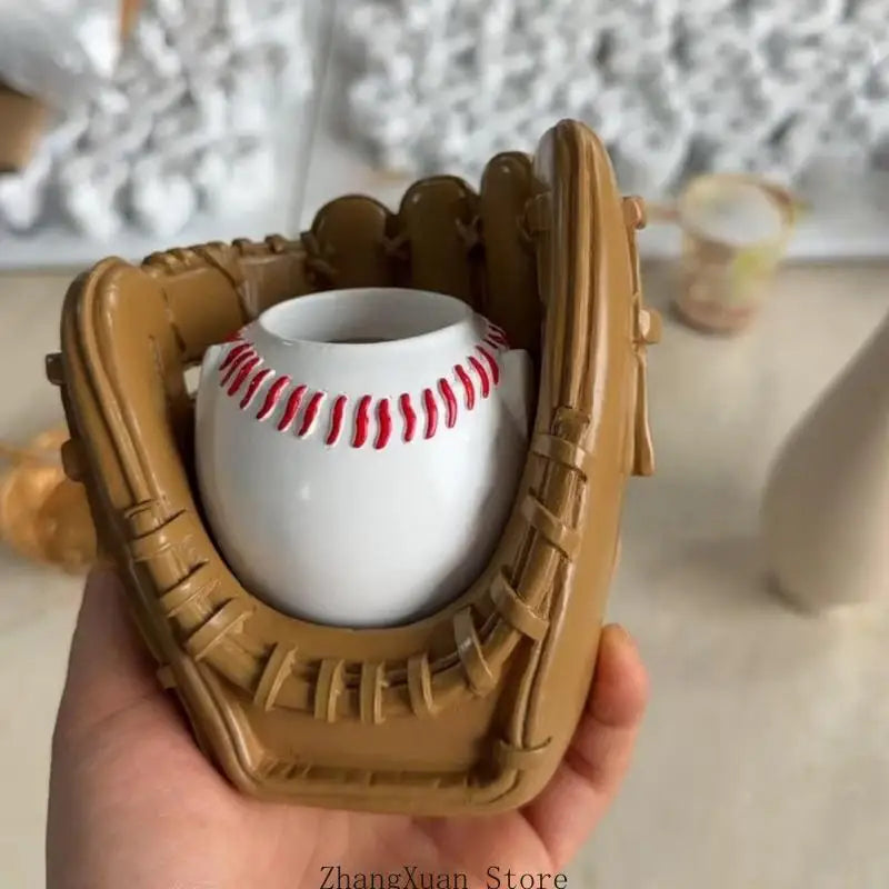 pot forme gant baseball marron clair rétro décoratif intérieur fleur artificielle