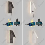 lampe chevet rechargeable led moderne noire blanche murale chargeur smartphone